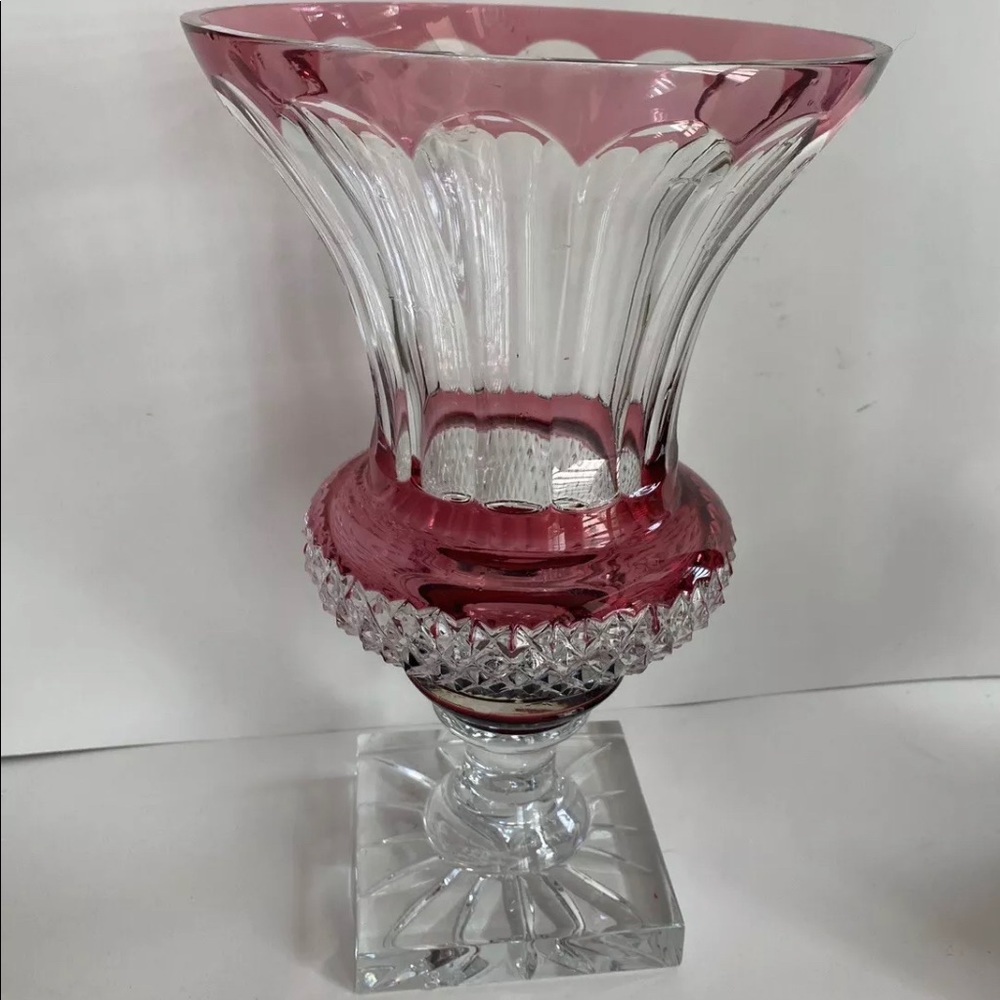 Faberge Crystal Empire Vase Red